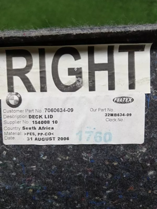 Обшивка крышки багажника BMW 3-Series 2005-2010 7060634 E90